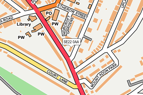 SE22 0AA map - OS OpenMap – Local (Ordnance Survey)