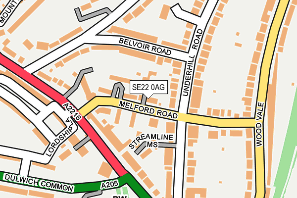 SE22 0AG map - OS OpenMap – Local (Ordnance Survey)