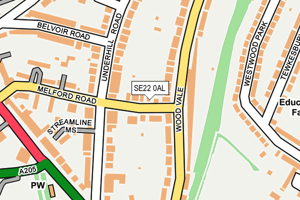 SE22 0AL map - OS OpenMap – Local (Ordnance Survey)