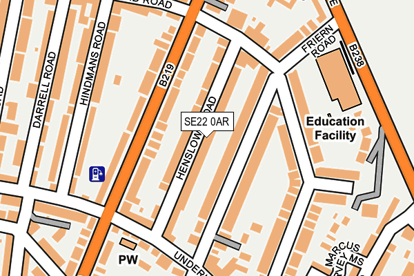 SE22 0AR map - OS OpenMap – Local (Ordnance Survey)