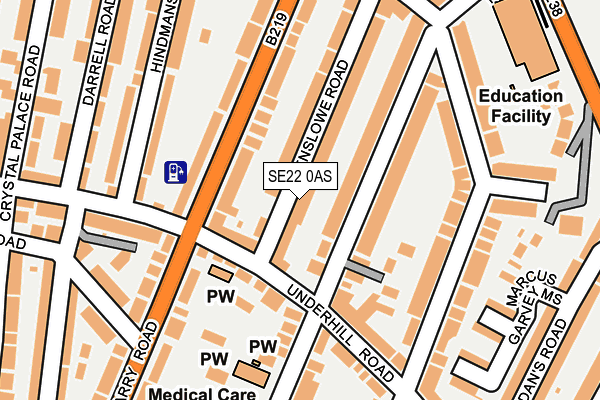 SE22 0AS map - OS OpenMap – Local (Ordnance Survey)