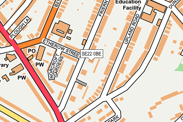 SE22 0BE map - OS OpenMap – Local (Ordnance Survey)