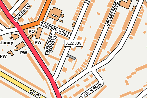 SE22 0BG map - OS OpenMap – Local (Ordnance Survey)