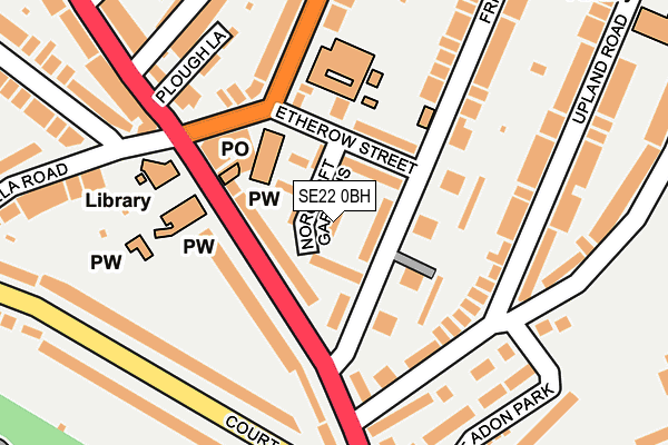 SE22 0BH map - OS OpenMap – Local (Ordnance Survey)