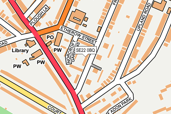 SE22 0BQ map - OS OpenMap – Local (Ordnance Survey)