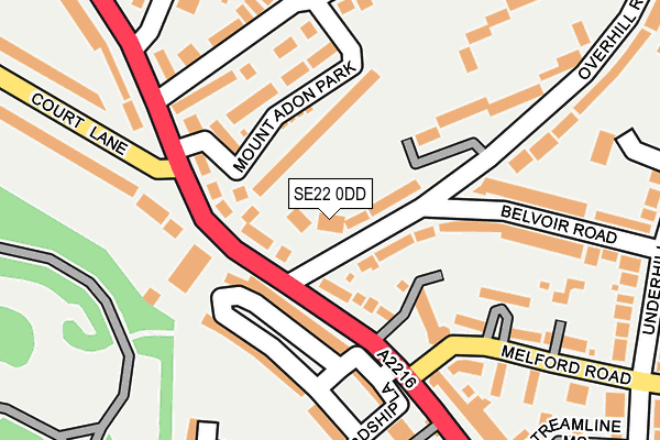 SE22 0DD map - OS OpenMap – Local (Ordnance Survey)