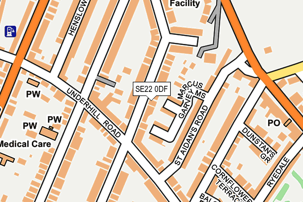 SE22 0DF map - OS OpenMap – Local (Ordnance Survey)