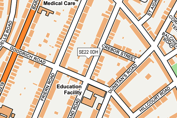 SE22 0DH map - OS OpenMap – Local (Ordnance Survey)
