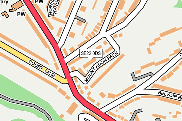 SE22 0DS map - OS OpenMap – Local (Ordnance Survey)