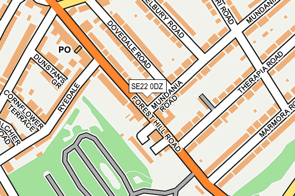 SE22 0DZ map - OS OpenMap – Local (Ordnance Survey)