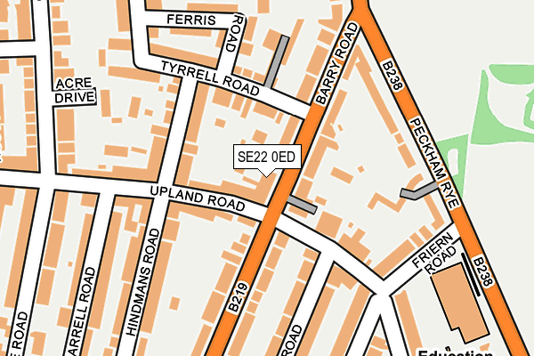 SE22 0ED map - OS OpenMap – Local (Ordnance Survey)