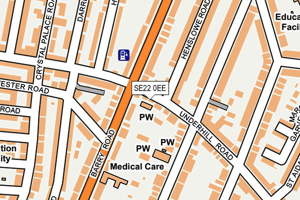 SE22 0EE map - OS OpenMap – Local (Ordnance Survey)