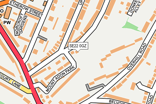 SE22 0GZ map - OS OpenMap – Local (Ordnance Survey)