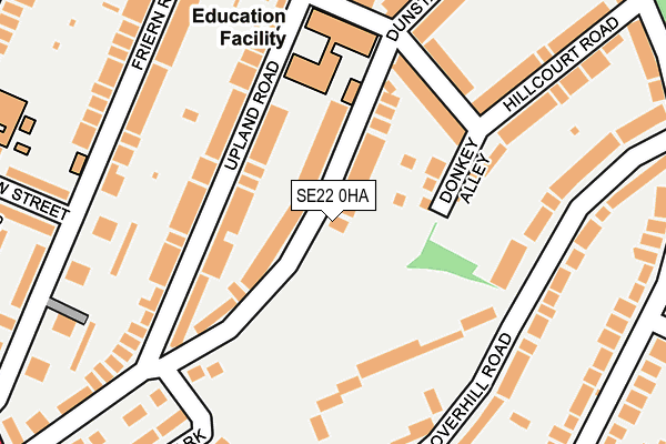 SE22 0HA map - OS OpenMap – Local (Ordnance Survey)