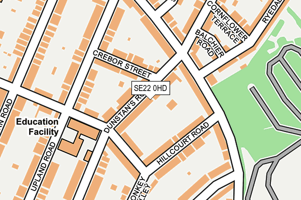 SE22 0HD map - OS OpenMap – Local (Ordnance Survey)