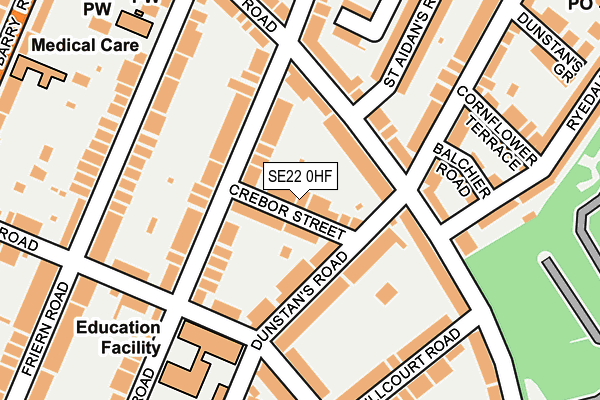 SE22 0HF map - OS OpenMap – Local (Ordnance Survey)