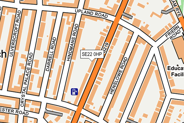 SE22 0HP map - OS OpenMap – Local (Ordnance Survey)