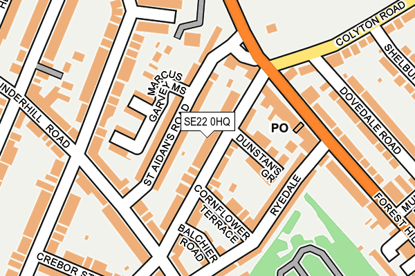 SE22 0HQ map - OS OpenMap – Local (Ordnance Survey)