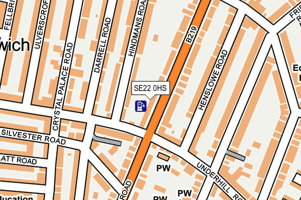 SE22 0HS map - OS OpenMap – Local (Ordnance Survey)