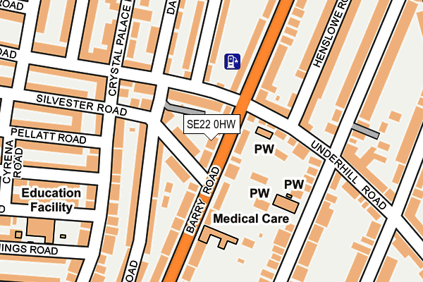 SE22 0HW map - OS OpenMap – Local (Ordnance Survey)