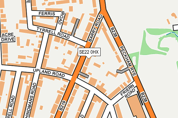 SE22 0HX map - OS OpenMap – Local (Ordnance Survey)