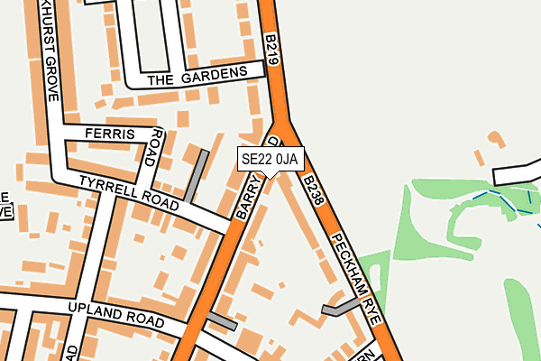 SE22 0JA map - OS OpenMap – Local (Ordnance Survey)