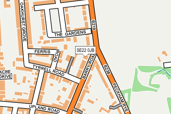 SE22 0JB map - OS OpenMap – Local (Ordnance Survey)