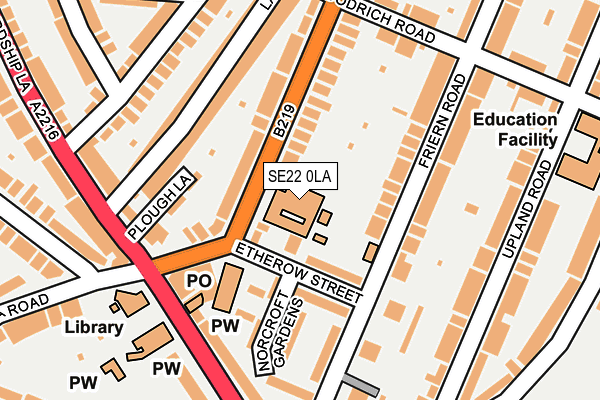 SE22 0LA map - OS OpenMap – Local (Ordnance Survey)