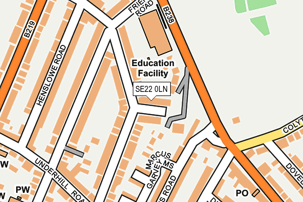 SE22 0LN map - OS OpenMap – Local (Ordnance Survey)