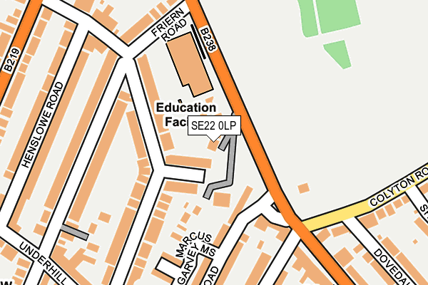 SE22 0LP map - OS OpenMap – Local (Ordnance Survey)