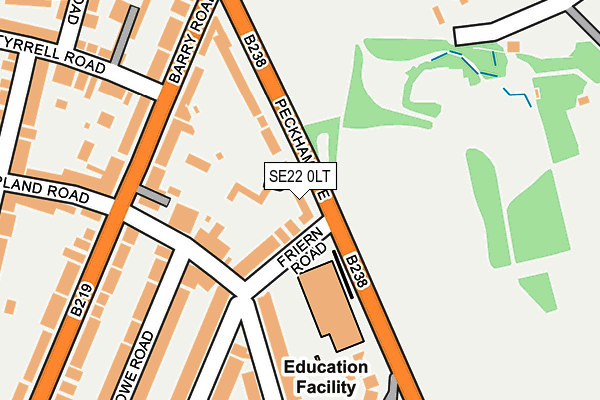 SE22 0LT map - OS OpenMap – Local (Ordnance Survey)