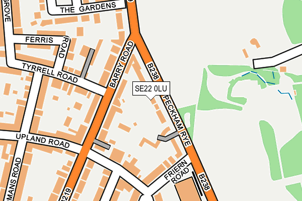 SE22 0LU map - OS OpenMap – Local (Ordnance Survey)