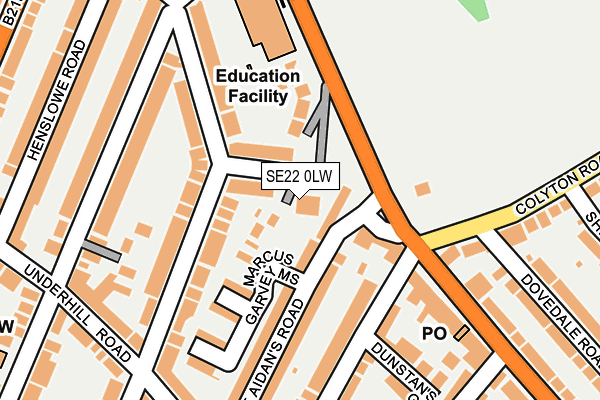 SE22 0LW map - OS OpenMap – Local (Ordnance Survey)