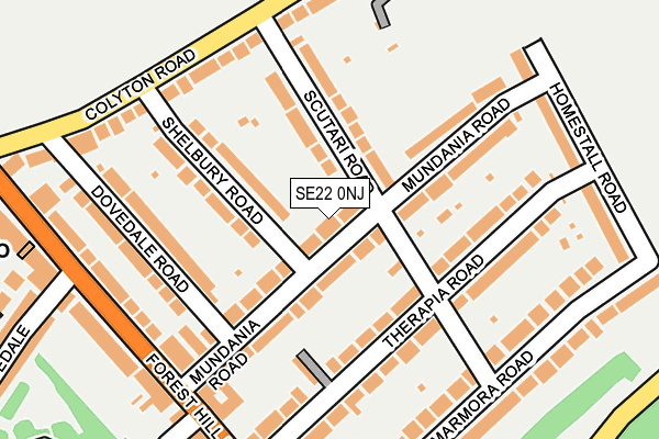 SE22 0NJ map - OS OpenMap – Local (Ordnance Survey)