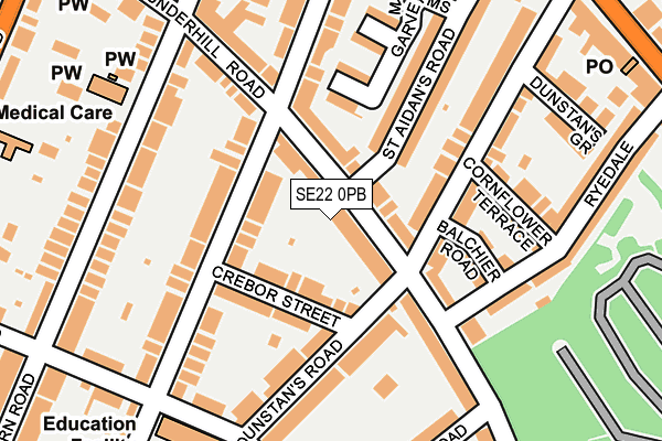 SE22 0PB map - OS OpenMap – Local (Ordnance Survey)