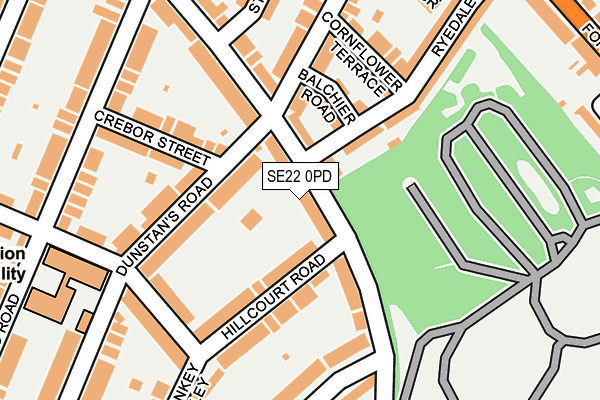 SE22 0PD map - OS OpenMap – Local (Ordnance Survey)