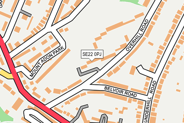 SE22 0PJ map - OS OpenMap – Local (Ordnance Survey)