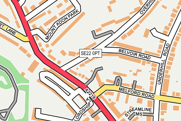 SE22 0PT map - OS OpenMap – Local (Ordnance Survey)