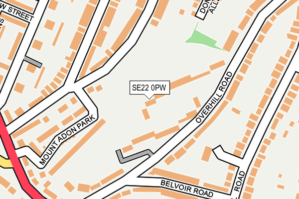 SE22 0PW map - OS OpenMap – Local (Ordnance Survey)
