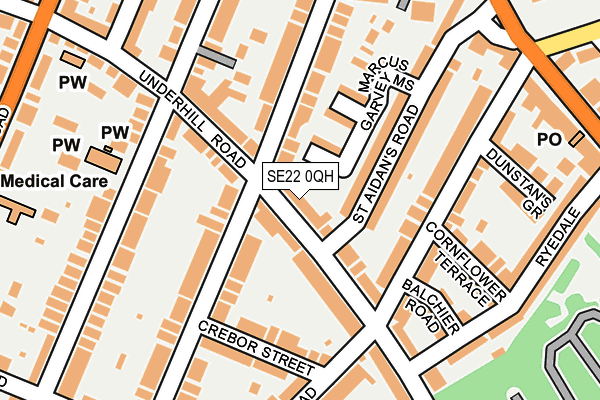 SE22 0QH map - OS OpenMap – Local (Ordnance Survey)