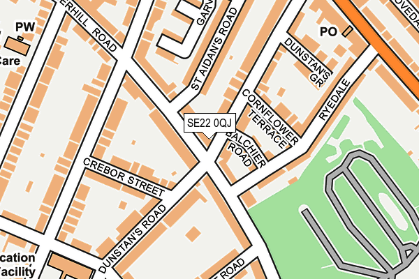 SE22 0QJ map - OS OpenMap – Local (Ordnance Survey)