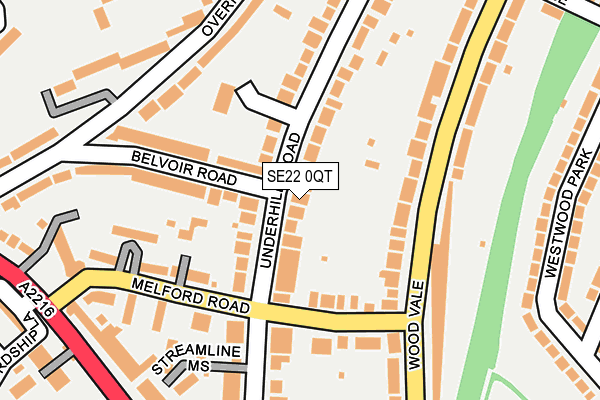 SE22 0QT map - OS OpenMap – Local (Ordnance Survey)