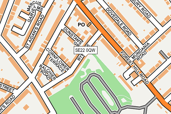SE22 0QW map - OS OpenMap – Local (Ordnance Survey)