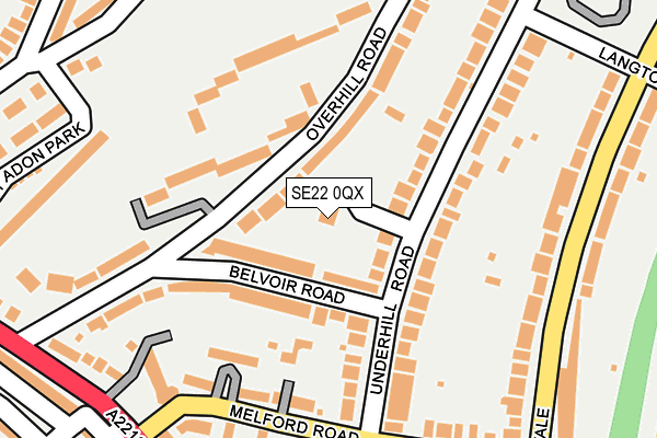 SE22 0QX map - OS OpenMap – Local (Ordnance Survey)