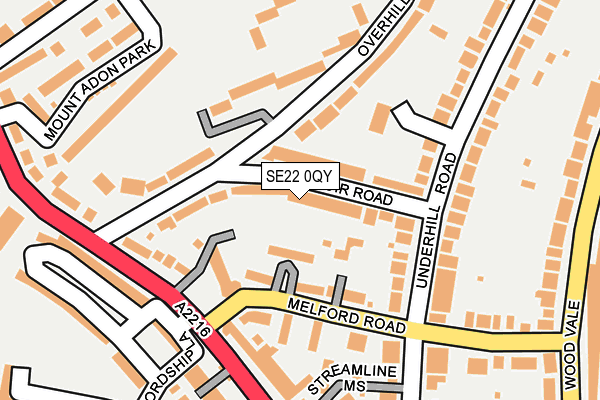 SE22 0QY map - OS OpenMap – Local (Ordnance Survey)