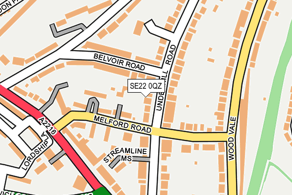 SE22 0QZ map - OS OpenMap – Local (Ordnance Survey)