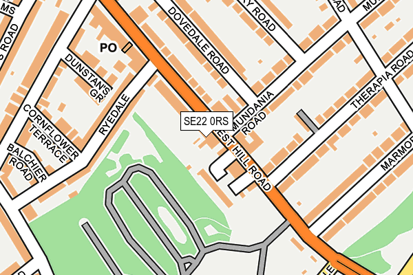 SE22 0RS map - OS OpenMap – Local (Ordnance Survey)