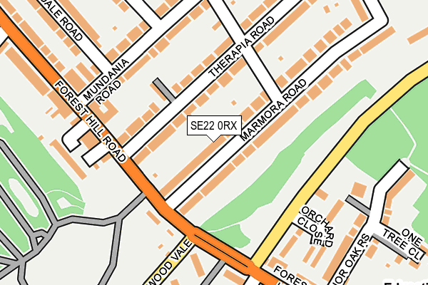 SE22 0RX map - OS OpenMap – Local (Ordnance Survey)