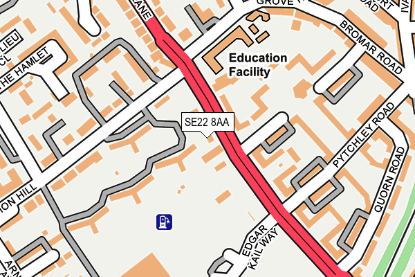 SE22 8AA map - OS OpenMap – Local (Ordnance Survey)