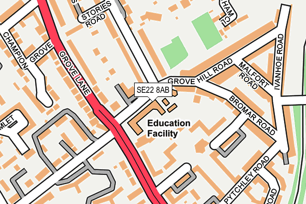 SE22 8AB map - OS OpenMap – Local (Ordnance Survey)